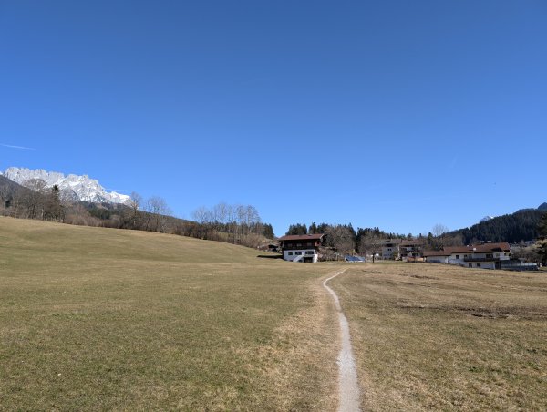 Scheffau_Niederachen_Feldweg nach Ellmau_Winter_Frühling